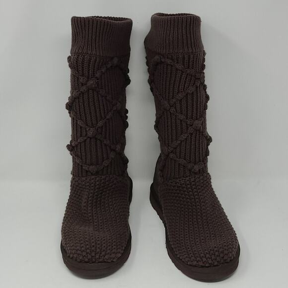 UGG Cardy Knit Brown Mid Boots Size 6 - Picture 2 of 8